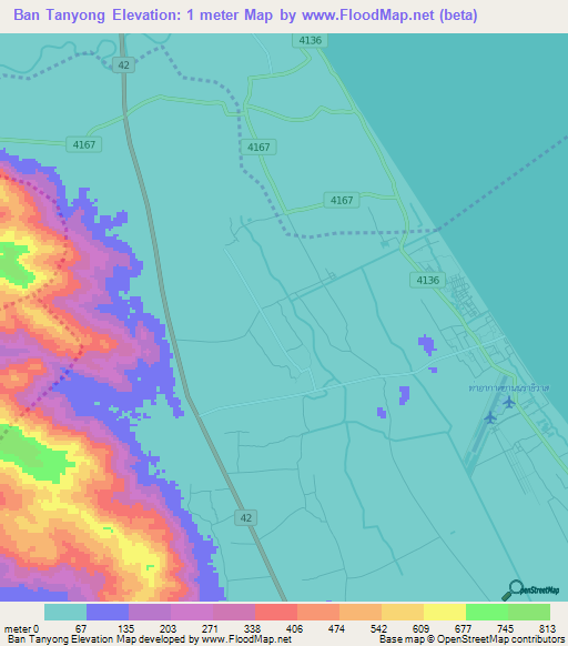 Ban Tanyong,Thailand Elevation Map