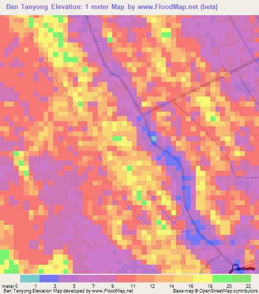 Ban Tanyong,Thailand Elevation Map