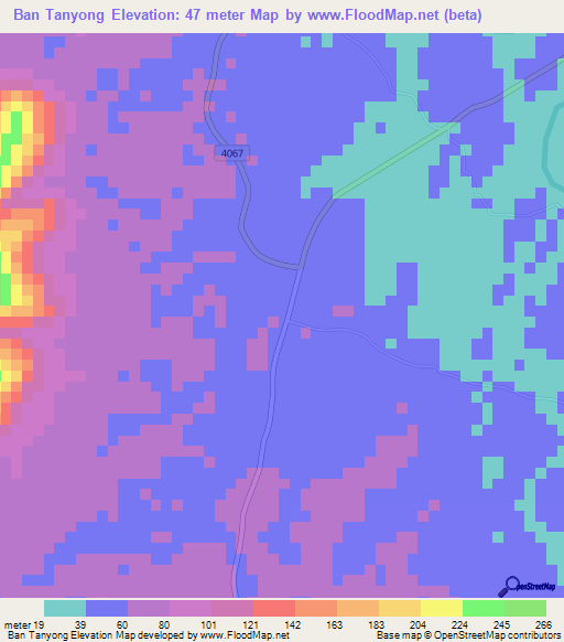 Ban Tanyong,Thailand Elevation Map