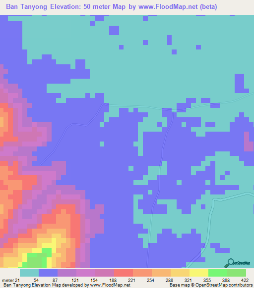 Ban Tanyong,Thailand Elevation Map