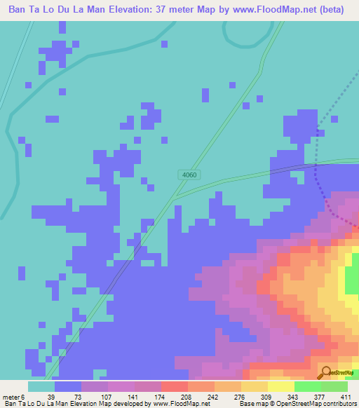 Ban Ta Lo Du La Man,Thailand Elevation Map