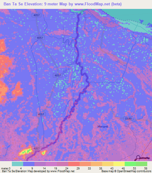Ban Ta Se,Thailand Elevation Map