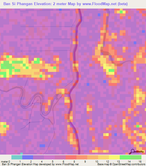 Ban Si Phangan,Thailand Elevation Map