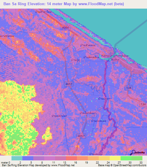 Ban Sa Ring,Thailand Elevation Map
