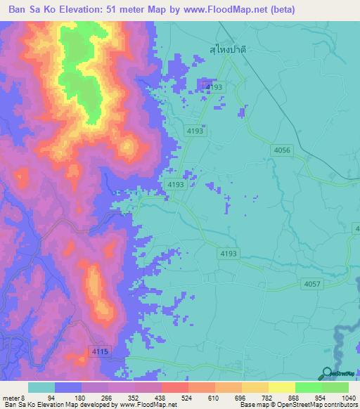 Ban Sa Ko,Thailand Elevation Map
