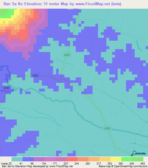Ban Sa Ko,Thailand Elevation Map