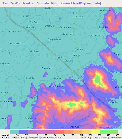 Ban Ra Wo,Thailand Elevation Map