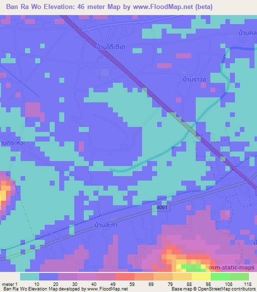 Ban Ra Wo,Thailand Elevation Map