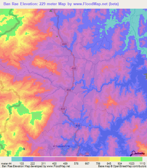 Ban Rae,Thailand Elevation Map