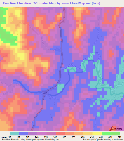 Ban Rae,Thailand Elevation Map