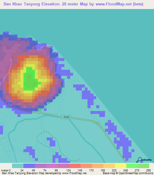 Ban Khao Tanyong,Thailand Elevation Map
