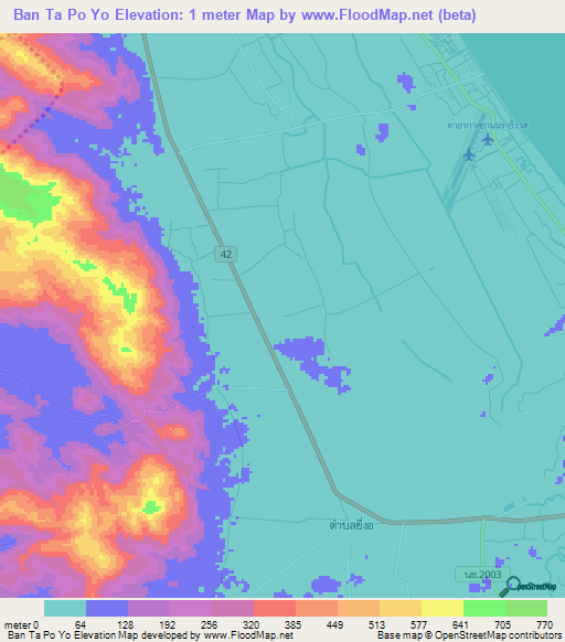 Ban Ta Po Yo,Thailand Elevation Map