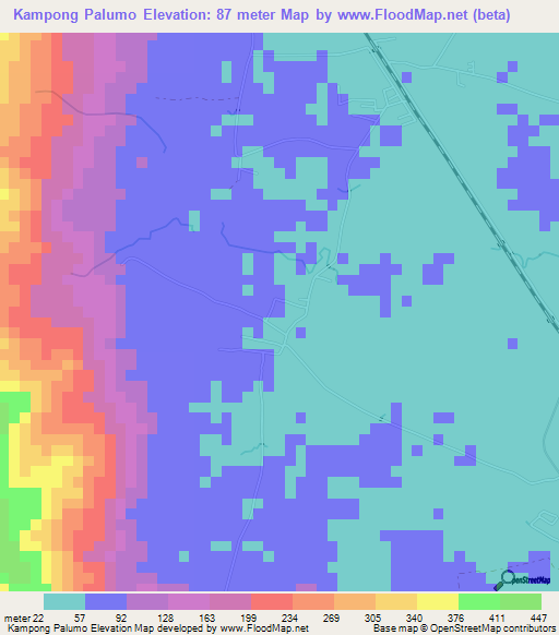 Kampong Palumo,Thailand Elevation Map