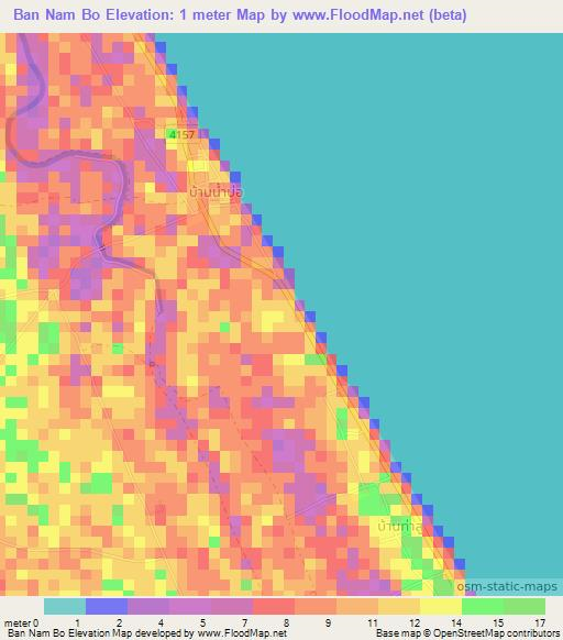 Ban Nam Bo,Thailand Elevation Map