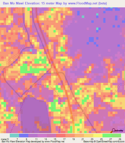Ban Mo Mawi,Thailand Elevation Map