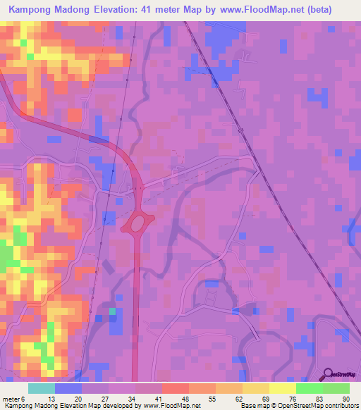 Kampong Madong,Thailand Elevation Map