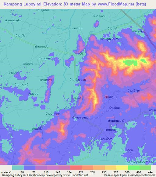 Kampong Luboyirai,Thailand Elevation Map