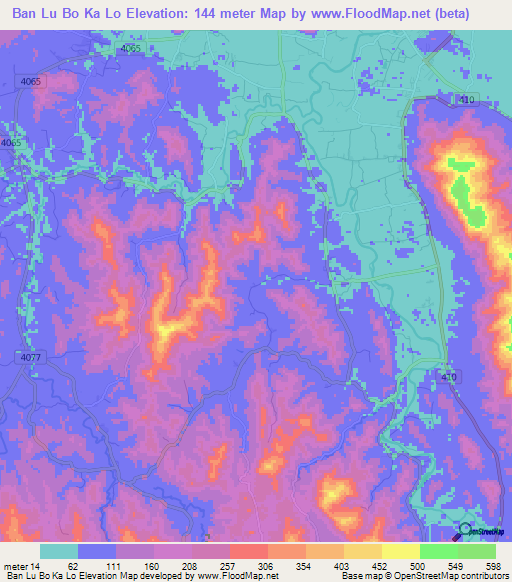 Ban Lu Bo Ka Lo,Thailand Elevation Map