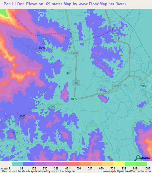 Ban Li Don,Thailand Elevation Map