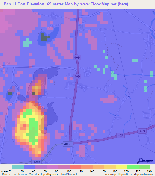 Ban Li Don,Thailand Elevation Map
