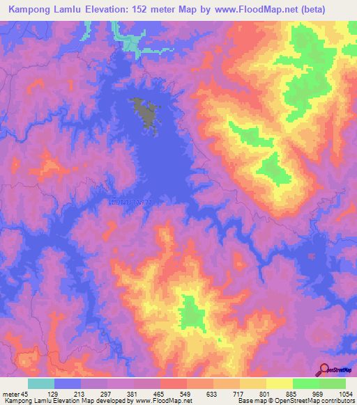 Kampong Lamlu,Thailand Elevation Map