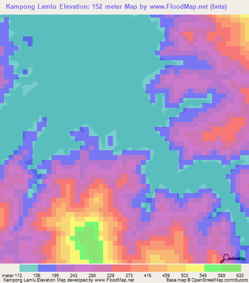 Kampong Lamlu,Thailand Elevation Map