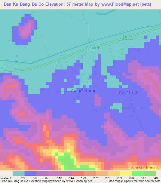 Ban Ku Bang Ba Do,Thailand Elevation Map