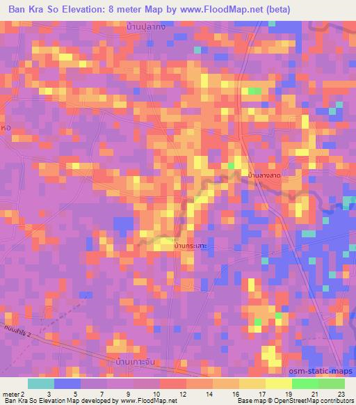Ban Kra So,Thailand Elevation Map