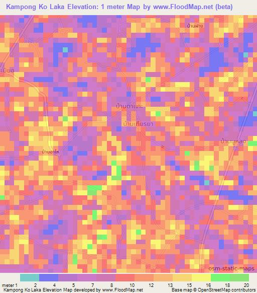 Kampong Ko Laka,Thailand Elevation Map