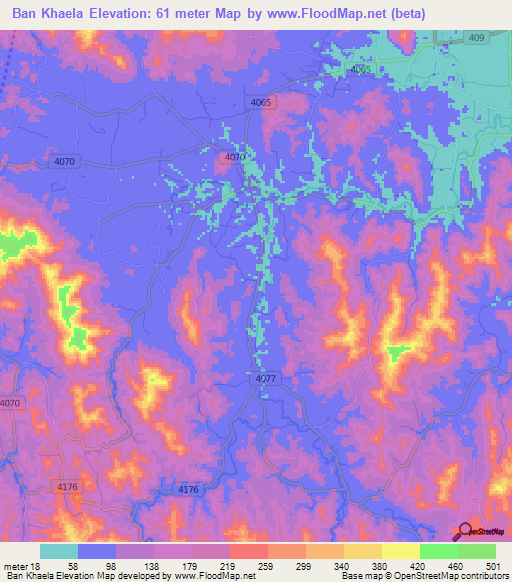 Ban Khaela,Thailand Elevation Map