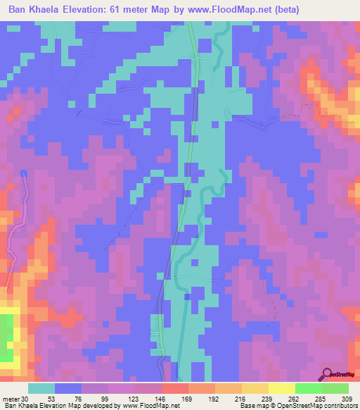 Ban Khaela,Thailand Elevation Map