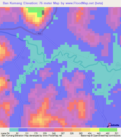 Ban Kumang,Thailand Elevation Map