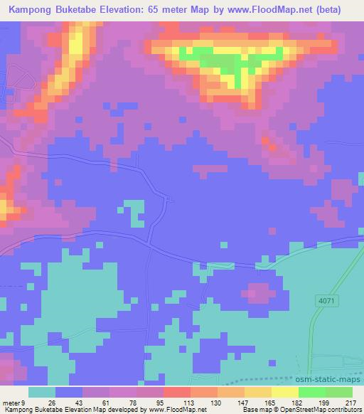 Kampong Buketabe,Thailand Elevation Map