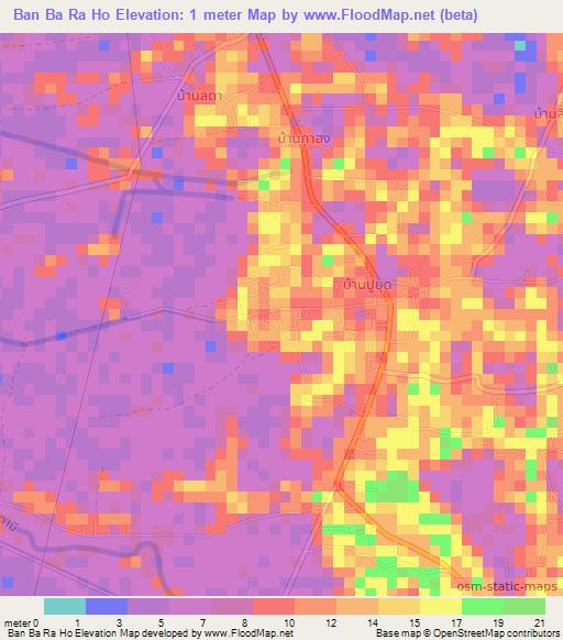 Ban Ba Ra Ho,Thailand Elevation Map