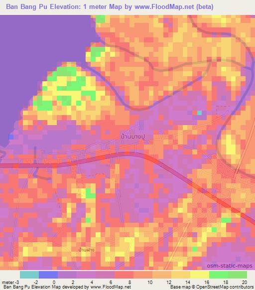 Ban Bang Pu,Thailand Elevation Map