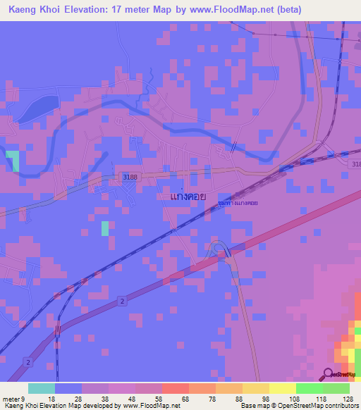 Kaeng Khoi,Thailand Elevation Map