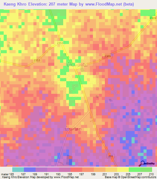 Kaeng Khro,Thailand Elevation Map