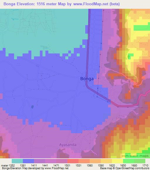 Bonga,Tanzania Elevation Map