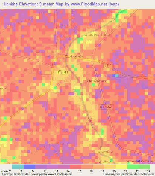 Hankha,Thailand Elevation Map
