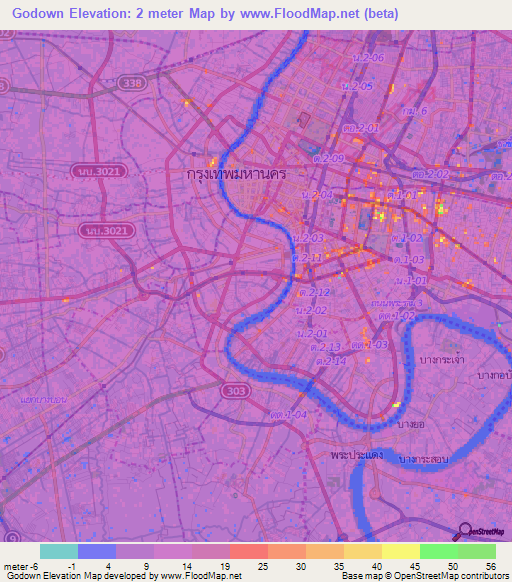 Godown,Thailand Elevation Map