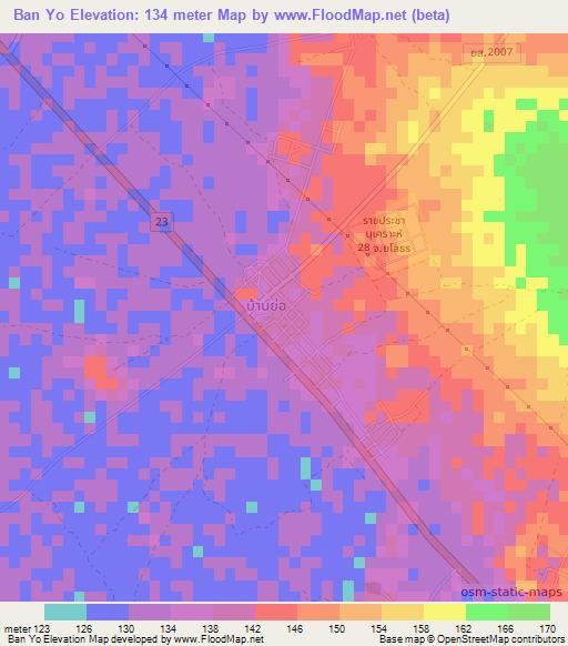 Ban Yo,Thailand Elevation Map
