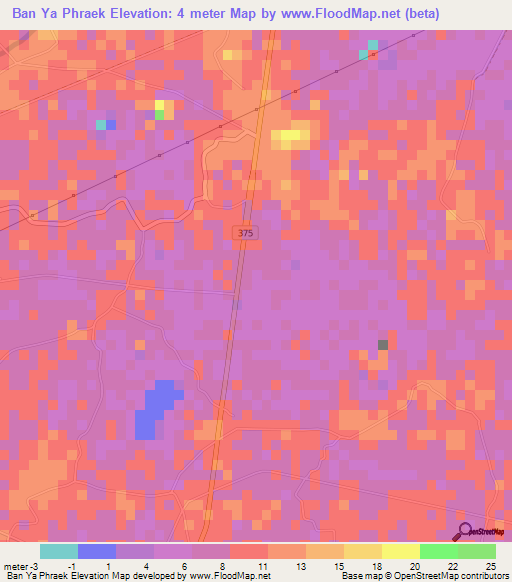 Ban Ya Phraek,Thailand Elevation Map