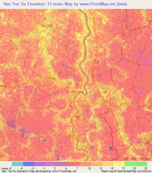 Ban Yan Su,Thailand Elevation Map