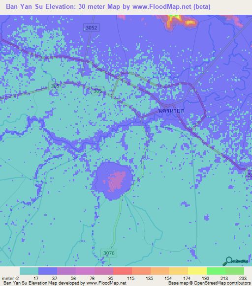 Ban Yan Su,Thailand Elevation Map