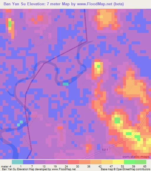Ban Yan Su,Thailand Elevation Map