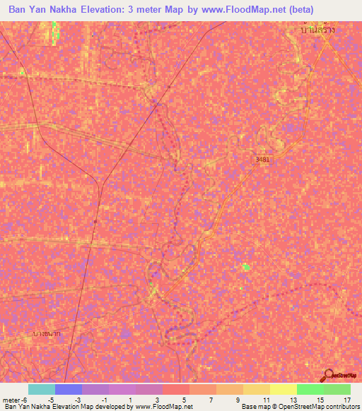 Ban Yan Nakha,Thailand Elevation Map