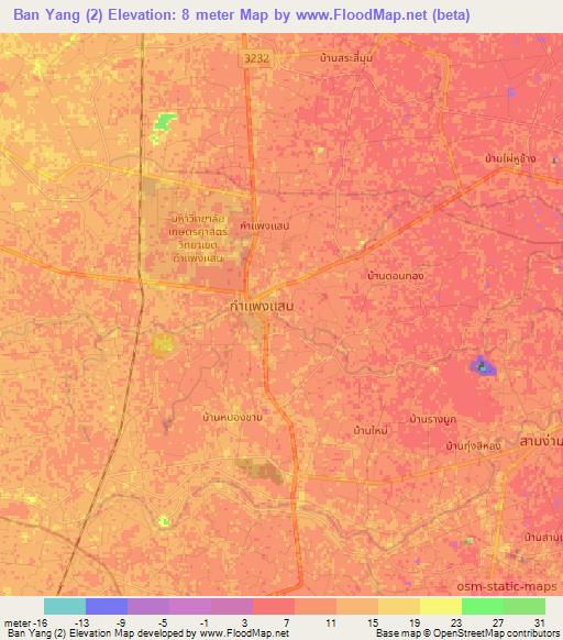 Ban Yang (2),Thailand Elevation Map