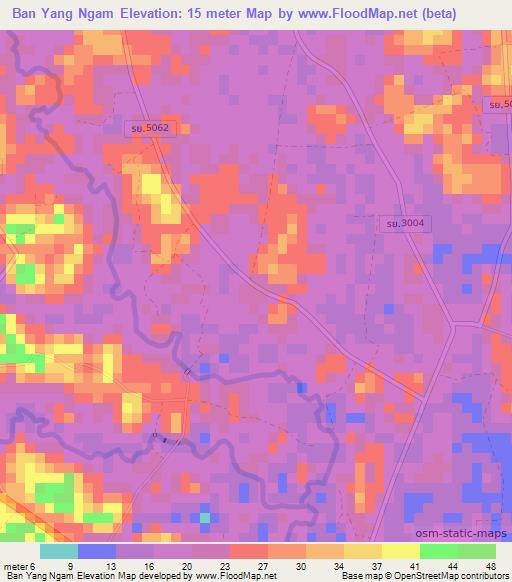 Ban Yang Ngam,Thailand Elevation Map