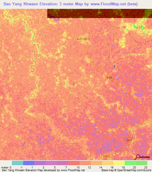 Ban Yang Khwaen,Thailand Elevation Map