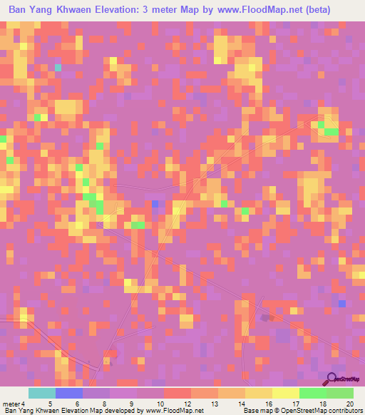 Ban Yang Khwaen,Thailand Elevation Map